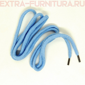 Шнурки круглые 130 см, Хлопок, цв.небесный