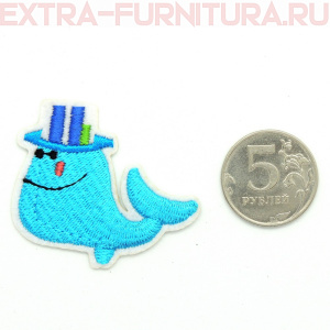 Термоаппликация Кит в шляпке