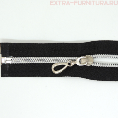 Молния спираль декор Т5 60см цв.черный/серебро (капля)