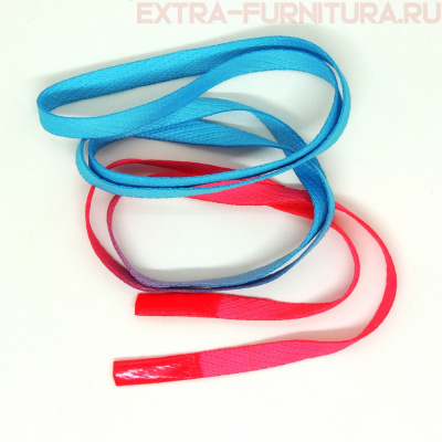 Шнурки плоские 130см, шир.10мм, Градиент, цв.голубой/розовый, декор.наконечник